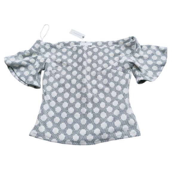 NWT Anthropologie Eri + Ali Polka Dot Textured Cream Black Blouse XS Twee Artsy - Picture 3 of 10